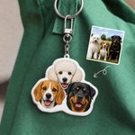 Personalised Cartoon Style Faux Embroidery Pet Photo Plush Bag Charm Keyring Birthday Gift for Pet Lovers