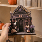 Personalised Dark Fantasy Witchy Bookshop Ornament Wooden Bookshelf Decor with Text and Year Reading Corner Birthday Halloween Gift for Book Lovers