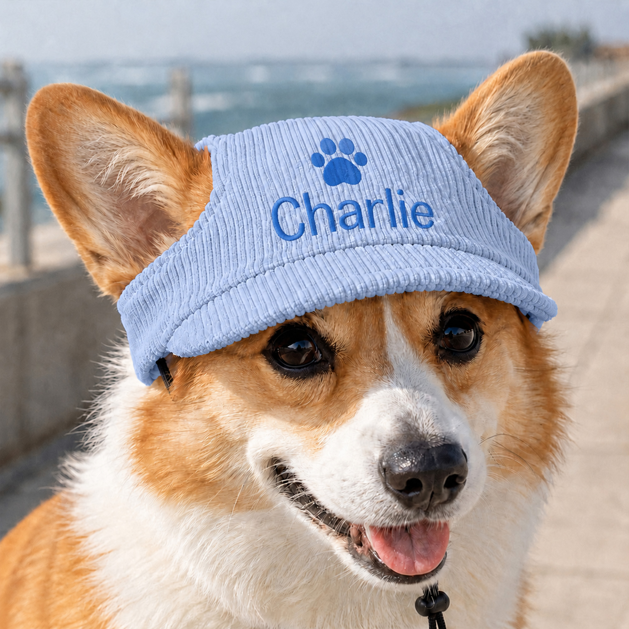 Individuell bestickter Sonnenhut für Haustiere mit Namensstickerei, mehrfarbig, größenverstellbar, mit Ohrlöchern – Alltagskleidung für Haustiere, Geburtstagsgeschenk für Tierhalter und Tierfreunde