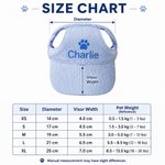 Cappellino da sole multicolore regolabile per animali domestici con nome ricamato personalizzato e fori per le orecchie – Abbigliamento quotidiano per animali domestici – Regalo di compleanno per i pr