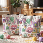 Personalized 3D-Style Artwork Knitted Crochet Patterns Large Capacity Tote Bag with Name Christmas Birthday Gift for Knitting Lover Grandma