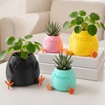 Personalised Multicolour 3D Chicken or Duck Feet Shaped Mini Plant Pot with Name Desktop Decor Birthday Gift for Plant Lover Friend