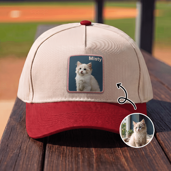 Personalized Pet Photo Adjustable Multicolor Baseball Cap with Embroidered Name Daily Wear Pet Party Birthday Gift for Pet Lovers Owners
