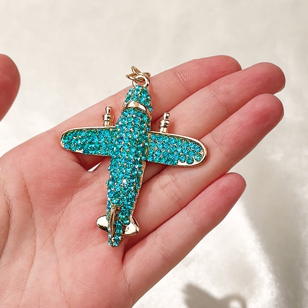 Personalised Bling Multicolour Tassel Airplane Bell Bag Charm Keyring with Initial Birthday Gift for Flight Attendant Friends 3