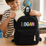 Personalised Colourful Pencil-Shaped Letter Lightweight Corduroy Backpack with Name Graduation Back to School Reading Gift for Students Boys Girls