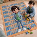Personalized 3D-Style Character Artwork Soft Throw Blanket with Photo and Name Home Decor Birthday Gift for Boys Girls