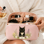 Personalized Watercolor Pet Photo Garland PU Leather Makeup Bag with Name Travel Birthday Gift for Mom Sister Bride Bridesmaid