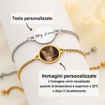 Bracciale regolabile personalizzato, con foto nascosta attivata dal calore e testo inciso - Regalo di compleanno o anniversario per uomini e donne