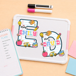Personalised Pencil Apple Teacher Theme Initial Whiteboard Magnet with Tltle and Surname School Classroom Supplies Back to School Gift for Teacher