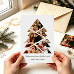 Personalised Christmas Tree Photos Collage Greeting Card with Text and Envelope Christmas New Year Gift for Family Friends