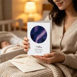 Personalised Foldable Circle Heart Shaped Star Map Greeting Card with Text and Envelope Wedding Anniversary Birthday Gift for Couple