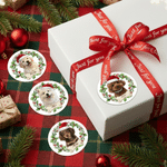 Personalized Christmas Hat Pet Photo Waterproof Stickers Labels with Text Gift Decor Christmas Party Gift for Pet Owner
