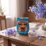 Personalized Highland Cow & Birth Flower 12 oz Wine Tumbler with Name Daily Use Birthday Anniversary Gift for Highland Cow Lovers Women