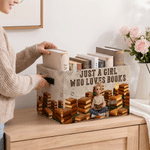 Personalized 3D-Style Character Artwork Photo Design Large Capacity Storage Basket with Name & Text and Handle Home Decor Birthday Gift for Bookworm