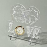 Personalized Romantic Heart-Shaped Turn Back the Clock Acrylic Plaque with Detachable Clock and Stand Wedding Anniversary Gift for Couple