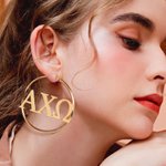 Boucles d'oreilles créoles personnalisées avec lettres grecques – Cadeau pour la journée d'initiation à une sororité et la remise des diplômes universitaires, destiné aux nouvelles membres de sororité