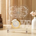 Personalized Romantic Heart-Shaped Turn Back the Clock Acrylic Plaque with Detachable Clock and Stand Wedding Anniversary Gift for Couple
