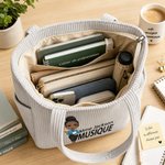 Sac fourre-tout en velours côtelé personnalisé avec texte et personnage de dessin animé - Cadeau de rentrée pour professeur