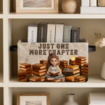 Personalized 3D-Style Character Artwork Photo Design Large Capacity Storage Basket with Name & Text and Handle Home Decor Birthday Gift for Bookworm