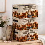 Personalized 3D-Style Character Artwork Photo Design Large Capacity Storage Basket with Name & Text and Handle Home Decor Birthday Gift for Bookworm