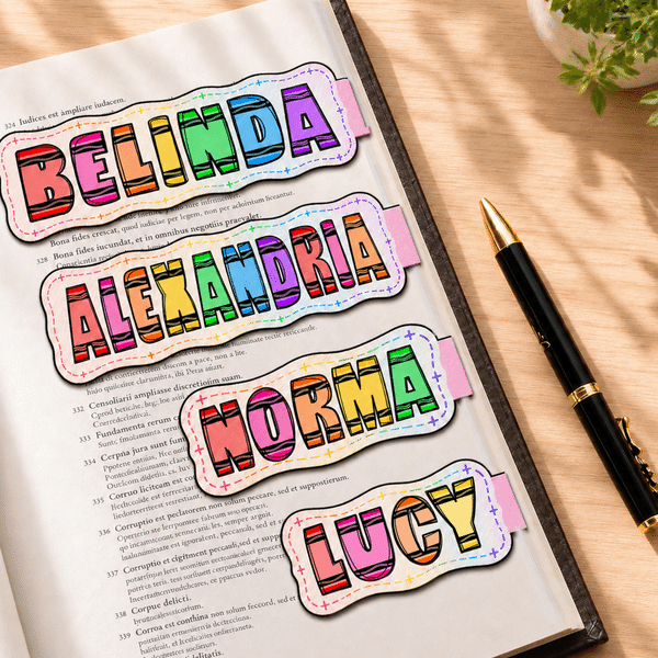 Personalised Bright Crayon Style Magnetic Bookmark Clip with Name Birthday Back to School Gift for Book Lovers Students