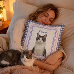 Personalised Stripe Grid Frame Pet Portrait Soft Cushion Cover with Name Home Decor Memorial Birthday Gift for Pet Owners Lovers 7