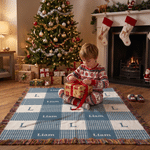 Personalized Multicolour Gingham Tassel Soft Throw Blanket with Name and Initial  Christmas Baptism Birthday Gift for Kids