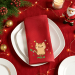 Personalized Gingerbread Man 100% Cotton Reusable Table Napkin with Name Table Decor Christmas Gift for Family