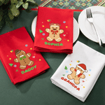 Personalized Gingerbread Man 100% Cotton Reusable Table Napkin with Name Table Decor Christmas Gift for Family