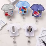 Personalized Cute Scrub Top Shaker ID Holder Badge Reel with Name Retractable Clip Funny Healthcare Worker Gift for Nurses Doctors Students