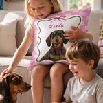 Personalised Stripe Grid Frame Pet Portrait Soft Cushion Cover with Name Home Decor Memorial Birthday Gift for Pet Owners Lovers 8