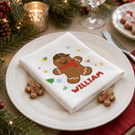 Personalized Gingerbread Man 100% Cotton Reusable Table Napkin with Name Table Decor Christmas Gift for Family