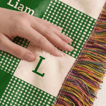 Personalized Multicolour Gingham Tassel Soft Throw Blanket with Name and Initial  Christmas Baptism Birthday Gift for Kids