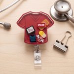 Personalized Cute Scrub Top Shaker ID Holder Badge Reel with Name Retractable Clip Funny Healthcare Worker Gift for Nurses Doctors Students