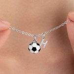 Personalized Dainty Soccer Initial Necklace with Birthstone Game Day Sport Party Gift for Soccer Player Lover