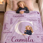 Personalised Sitting Cartoon Character Photo Multicolour Soft Throw Blanket with Name Home Decor Birthday Gift for Kids Family Friends