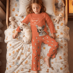 Personalised Pet Photo Fun Soft Long-Sleeve Lounge Pyjama Set with Name Home Wear Birthday Gift for Pet Owners Kids Family