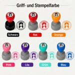 Personalisierter Foto-Stempel mit Lehrerporträt | mit Namen und Text | selbstfärbend | mehrfarbig | Lehrertags- und Geburtstagsgeschenk für Lehrer