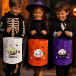 Spersonalizowana torba z motywem halloweenowym w kształcie pierożka, z lampką LED – prezent dla dzieci na Halloween z okazji zabawy „Cukierek albo psikus”