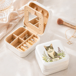 Personalised Watercolor Style Pet Photo PU Leather Jewellery Box with Name Portable Travel Accessories Birthday Gift for Pet Lover