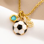 Personalized Dainty Soccer Initial Necklace with Birthstone Game Day Sport Party Gift for Soccer Player Lover