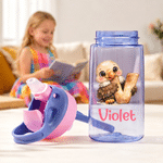 Personalised Cute Animal Initial 16 oz Food-Grade Kid Water Bottle with Name Back to School Birthday Gift for Kids