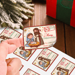 Personalised Stamp Style Christmas Tree Reindeer Waterproof Stickers with Name Christmas Party Gift for Family Kids