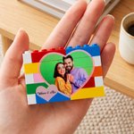 Personalised Heart-Shaped Photo Colourful Building Brick Puzzles with Name Home Decor Birthday Anniversary Gift for Couple Wife Mum