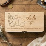 Personalized Engraved Pet Portrait Wooden Memory Storage Box with Name Text and Year Loss of Pet Memorial Gift for Pet Owner Lover