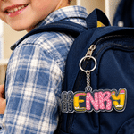 Individuell gestalteter, farbenfroher, leichter Acryl-Schlüsselanhänger im Schul-Design mit Namen – für den täglichen Gebrauch, als Geschenk zum Schulanfang oder zum Geburtstag für Mädchen und Jungen