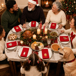 Personalized Christmas Theme Pattern 100% Cotton Reusable Table Napkin with Name Table Decor Christmas Birthday Gift for Family