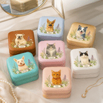 Personalised Watercolor Style Pet Photo PU Leather Jewellery Box with Name Portable Travel Accessories Birthday Gift for Pet Lover