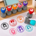 Personalisierter Foto-Stempel mit Lehrerporträt | mit Namen und Text | selbstfärbend | mehrfarbig | Lehrertags- und Geburtstagsgeschenk für Lehrer