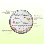 Personalised Birth Flower Stained Glass Best Friend Suncatcher Window Hanging with Name Home Decor Friendship Birthday Gift for Best Friend